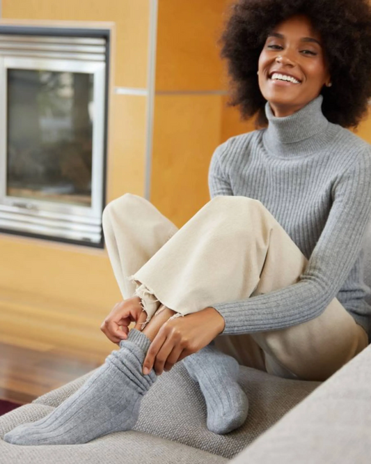 100% Cashmere Ribbed Socks