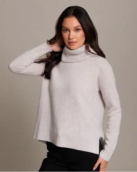 Back Zip Turtleneck Sweater