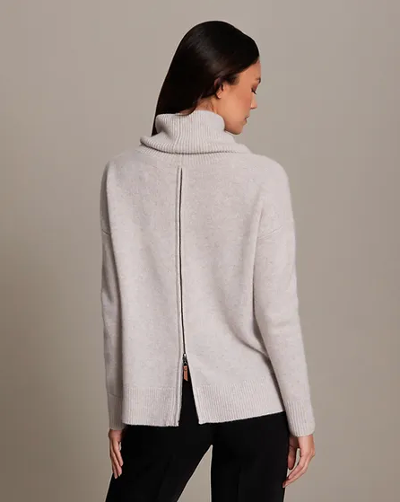 Back Zip Turtleneck Sweater