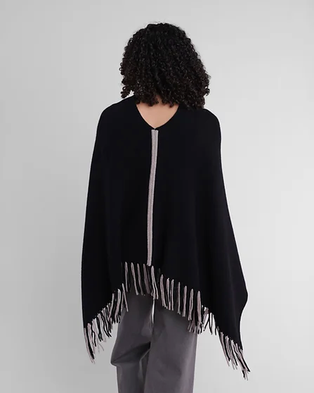 Merino Reversible Fringe Poncho