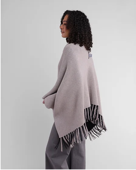 Merino Reversible Fringe Poncho
