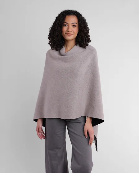 Merino Reversible Fringe Poncho
